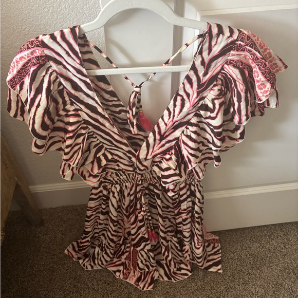 Zebra Print Ruffle Top - Picture 1 of 1